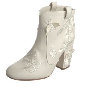 Laurence Dacade Leather Embroidered Accent Ankle Western Boots 38 US 7 WORN ONCE